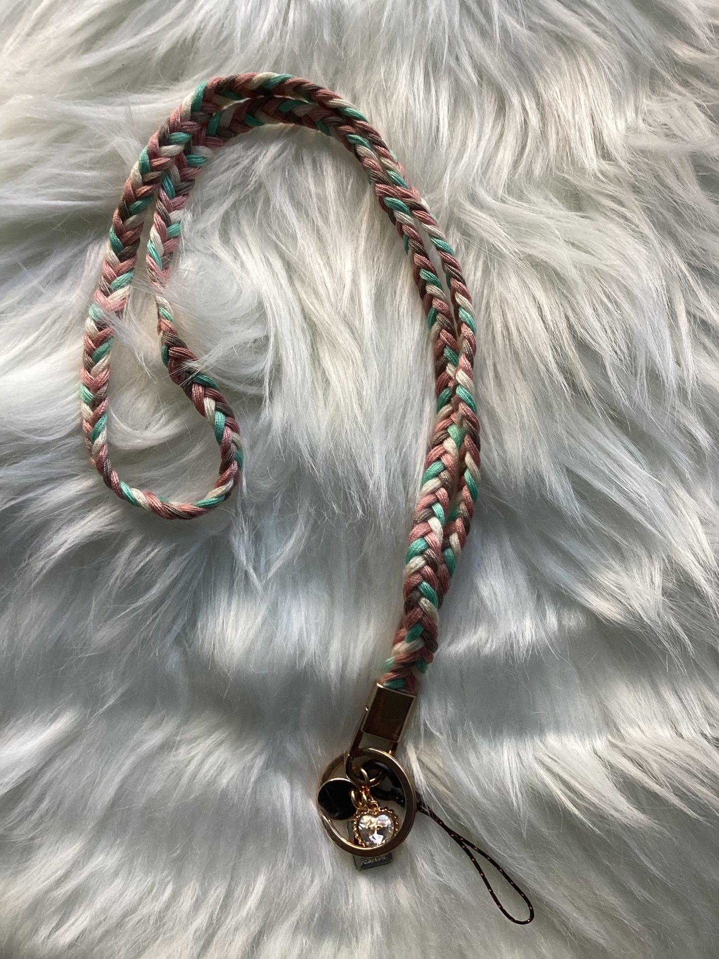 Woven braided mobile lanyard