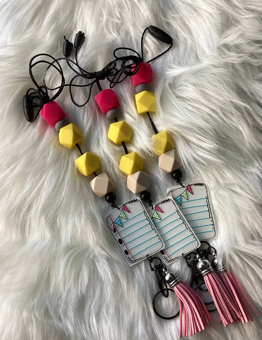 Silicone beaded keychain lanyard